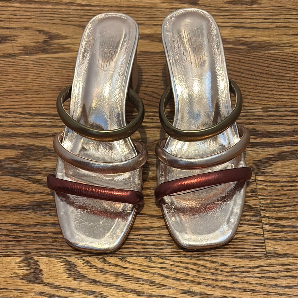 Charolette Stone Metallic Kitten Heel Sandal